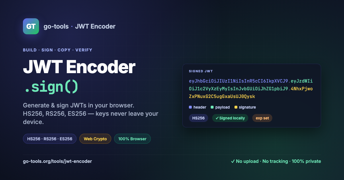 JWT Encoder & Generator — Sign a JWT Online, Free | Go Tools