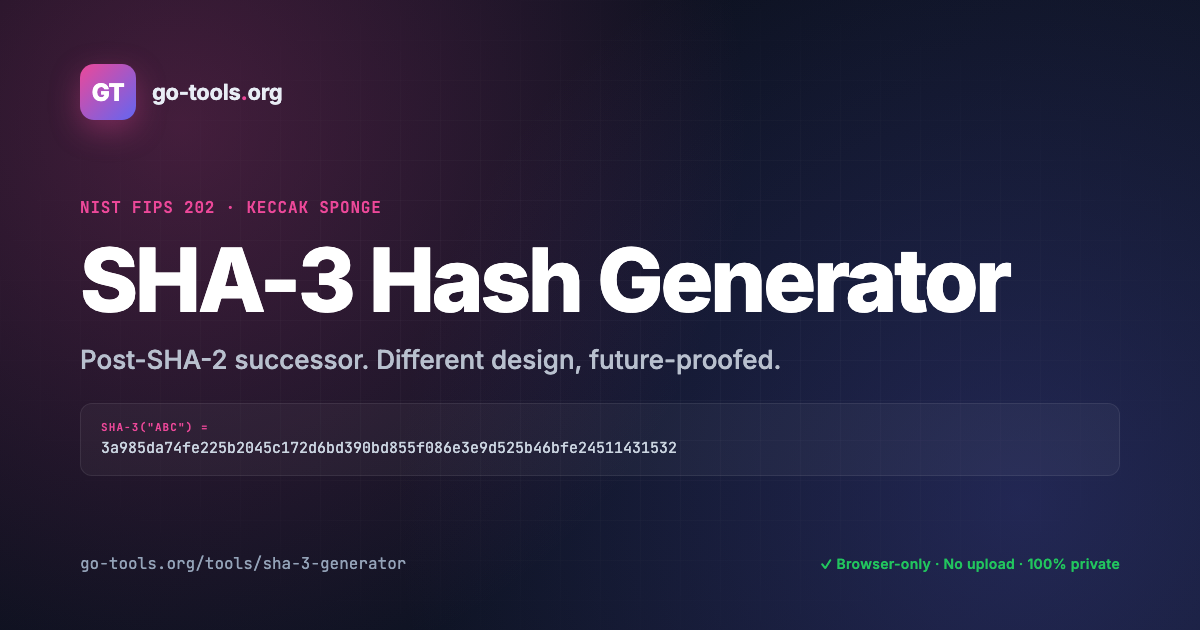 SHA-3 Hash Generator Online — Free SHA3-256 Calculator | Go Tools